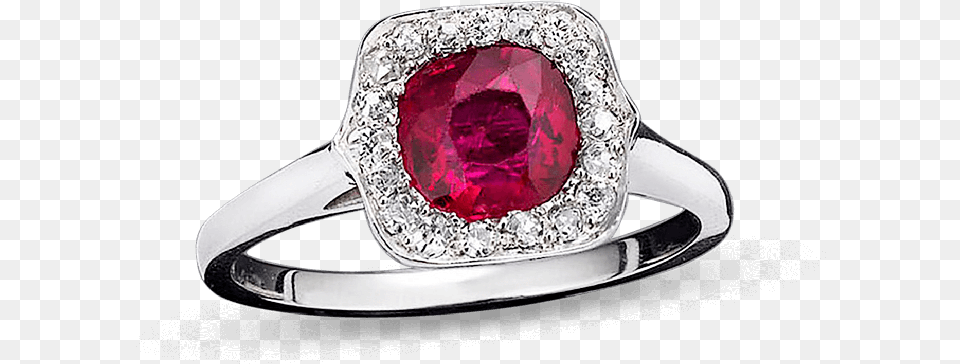 Untreated Burma Ruby And Diamond Ring, Accessories, Jewelry, Silver, Gemstone Free Png