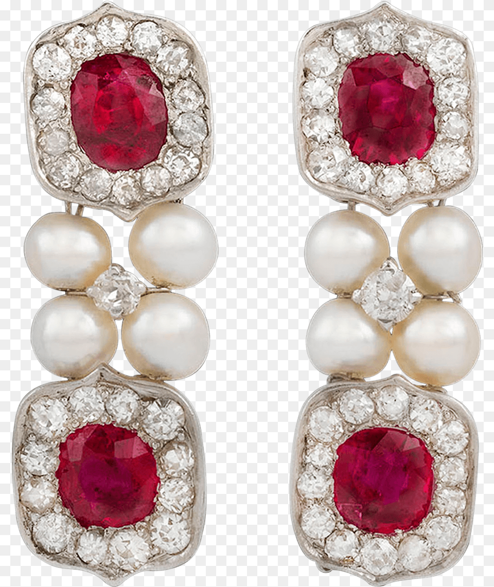 Untreated Burma Ruby And Pearl Drop Earrings Burmese Pearl Drop Earrings, Accessories, Earring, Jewelry, Gemstone Free Png