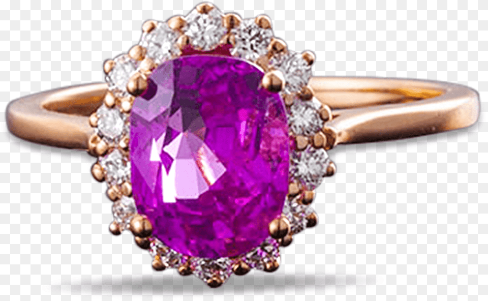 Untreated Ceylon Pink Sapphire And Diamond Ring Diamond, Accessories, Gemstone, Jewelry, Ornament Png Image