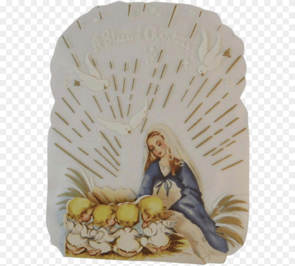 Unused Clear Back Christmas Card Mary Amp Baby Jesus Wall Clock, Adult, Wedding, Person, Woman Free Transparent Png