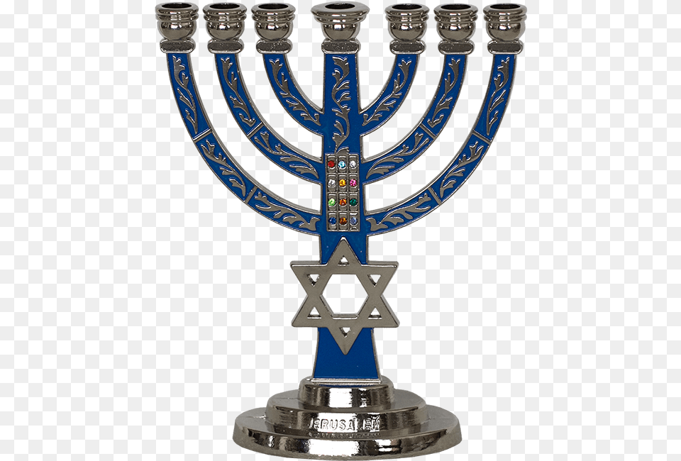 Unusual Menorah With Light Blue Enamel And Decorated Hanukkah, Festival, Hanukkah Menorah, Candle Free Transparent Png
