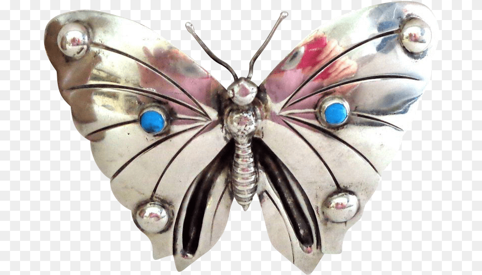 Unusually Large 1920s 1940s Mexico Silver Moth Or Butterfly Brooch, Accessories, Jewelry, Animal, Invertebrate Png Image