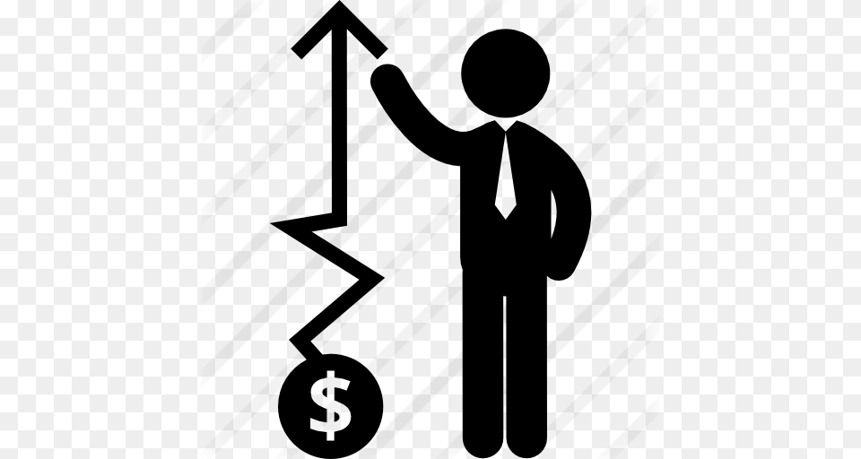 Up Arrow Of Money Incomes And Business Man, Gray Png Image