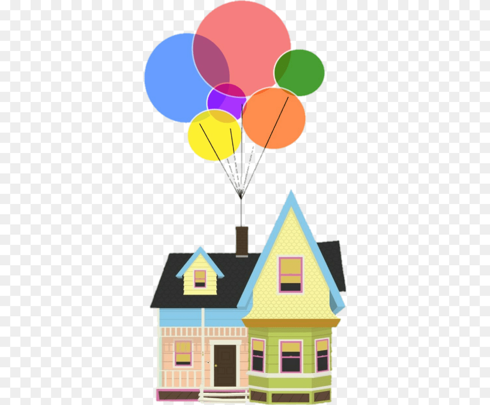 Up Movie Pixar Colorful Rainbow Home House Balloons Up Balloon House Clipart, Neighborhood, Architecture, Building, Housing Png Image