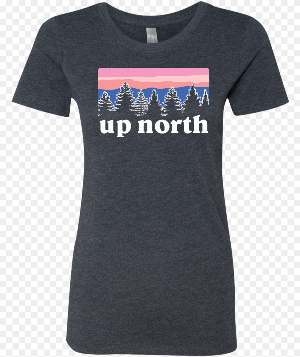 Up North Treeline Sunset Ladies T Shirt Course I Talk To Myself Ed Expert Advice Next Level, Clothing, T-shirt, Person Png Image