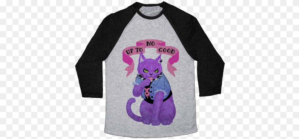 Up To No Good Pastel Goth Kitty Baseball Tee Heroes Never Die Shirt, Clothing, Long Sleeve, Sleeve, T-shirt Free Png