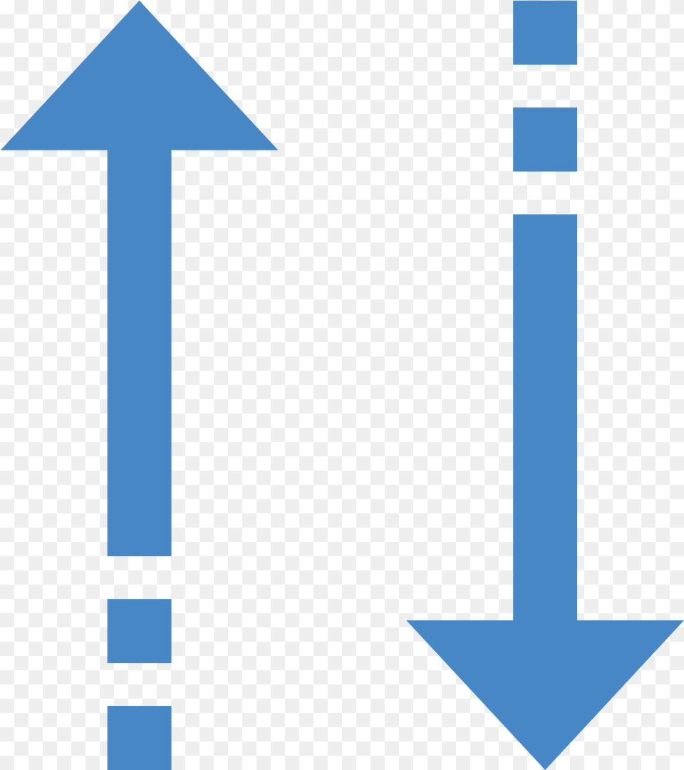 Up Vector And Down Arrow Blue Arrow Down Up, Weapon, Cross, Symbol Free Png