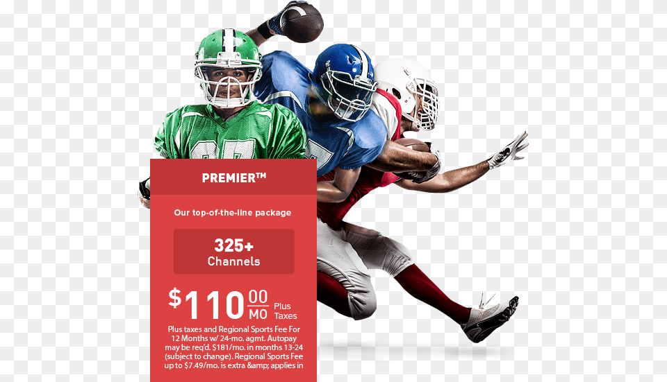 Up Your Game With Directv Premier Nfl Sunday Ticket 2018, Advertisement, Poster, Helmet, Adult Free Png