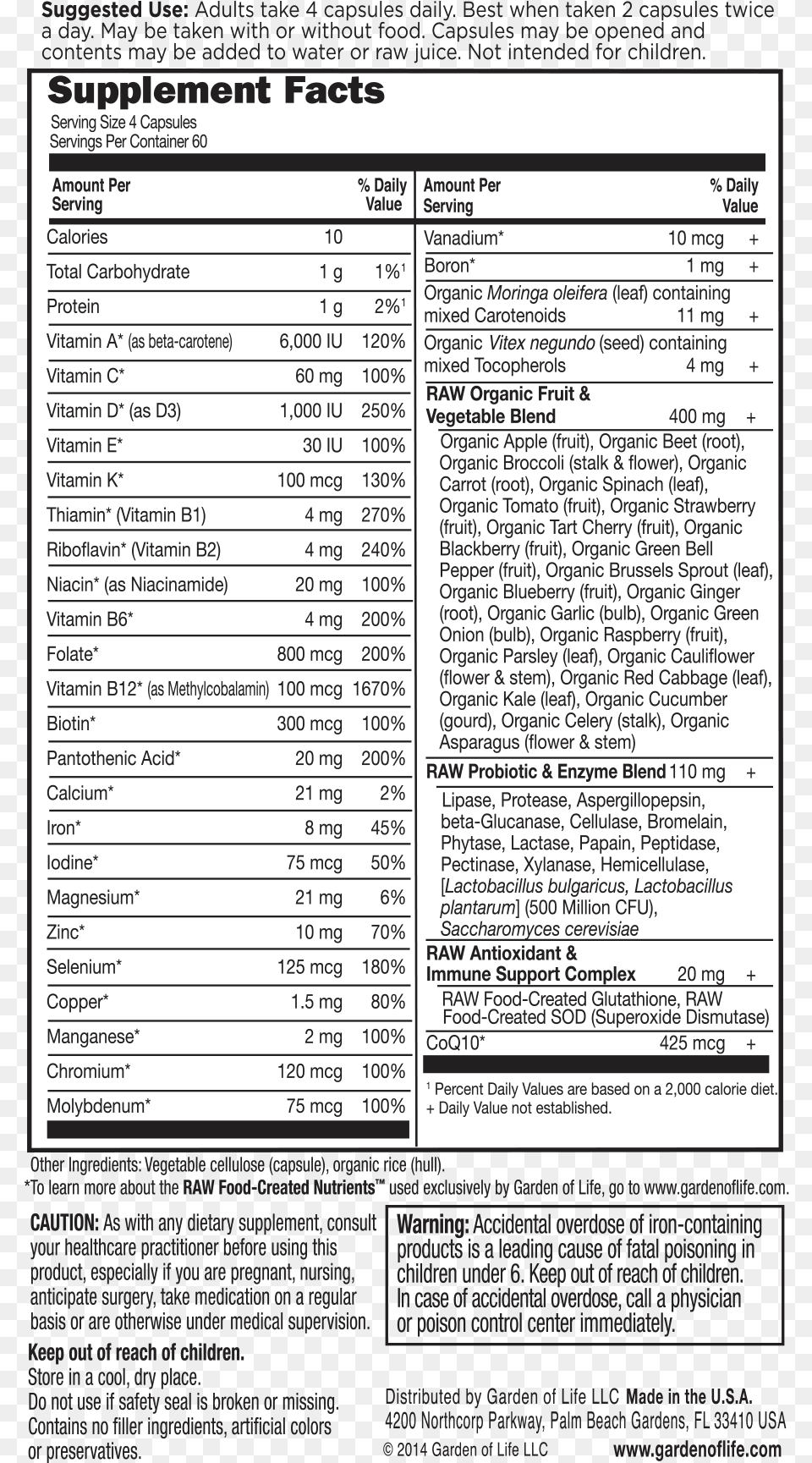 Upc Garden Of Life Vitamin Code Raw Women39s Multi Formula, Page, Text, Menu Png