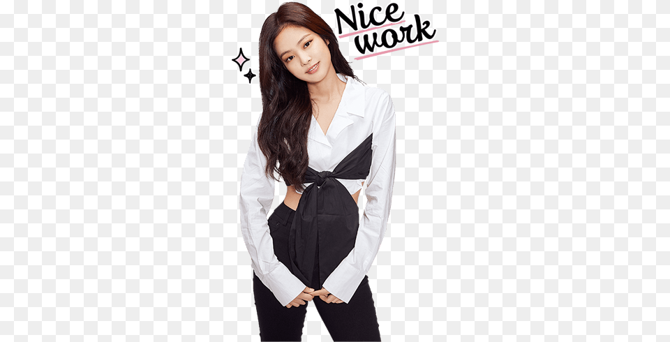 Update Download Blackpink Line Stickers Collection Jennie Shirt How You Like, Long Sleeve, Blouse, Clothing, Sleeve Png Image