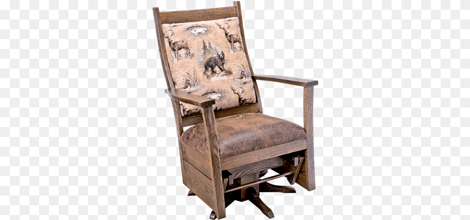 Upholstered Rough Sawn Oak Flat Arm Swivel Glider In Urban Dark Walnut Swivel Rustic Chairs, Chair, Furniture, Armchair Free Png Download