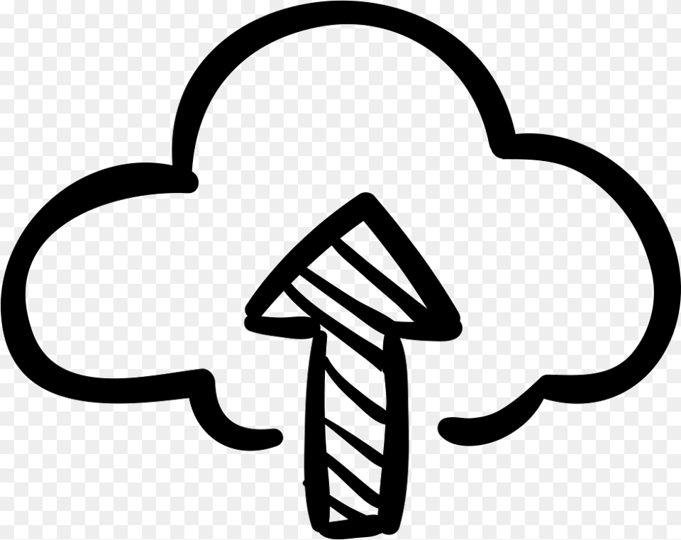Upload To Internet Cloud Sketch Icon Stencil, Silhouette, Machine, Screw Free Png Download
