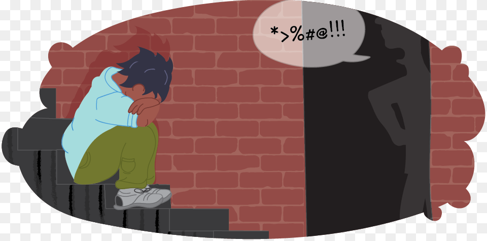 Upset Kid Crying On Stairs While Adult Swears At Them Physical Abuse Child Abuse, Brick, Architecture, Building, Wall Png Image