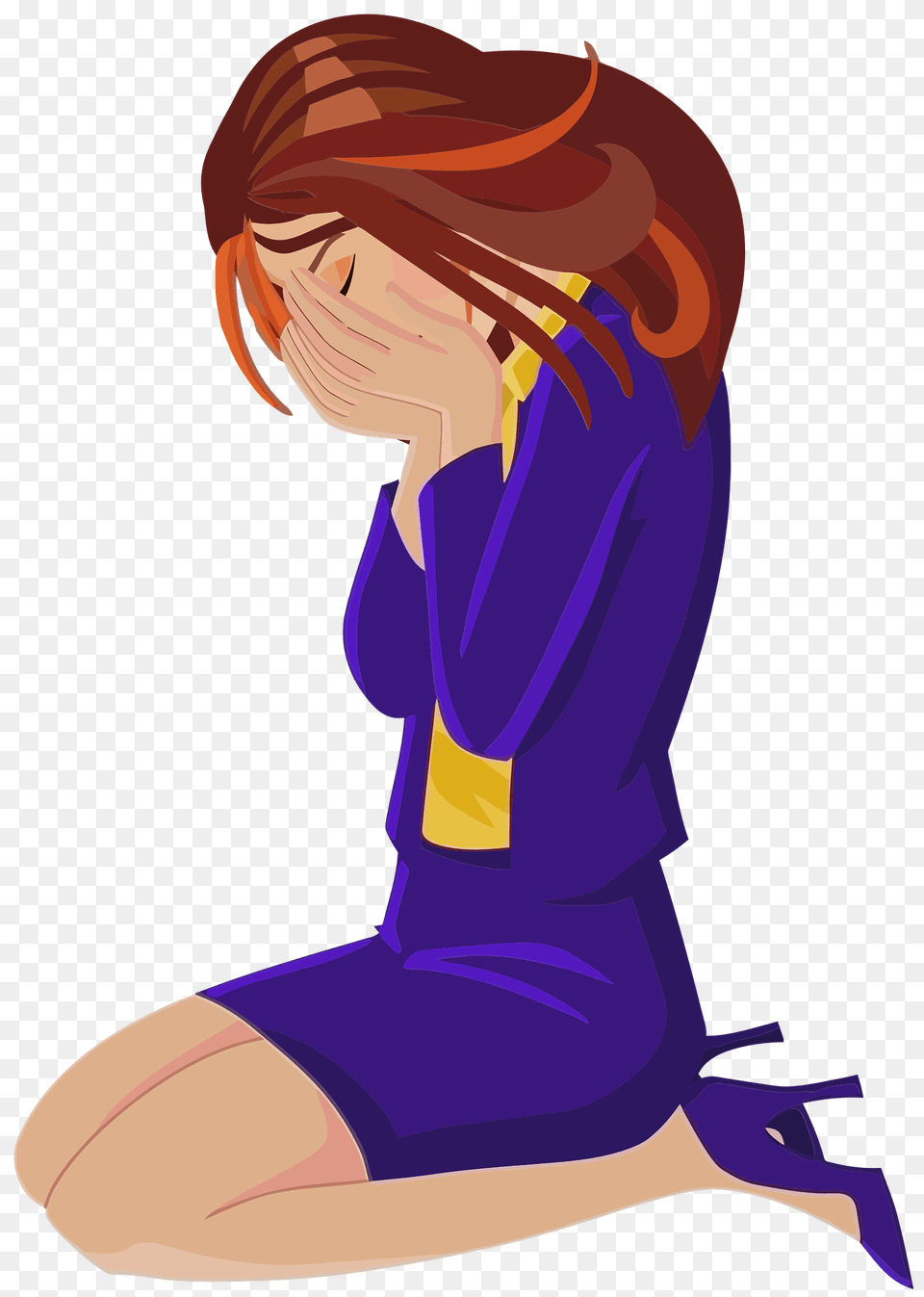 Upset Woman Clipart, Kneeling, Person Png