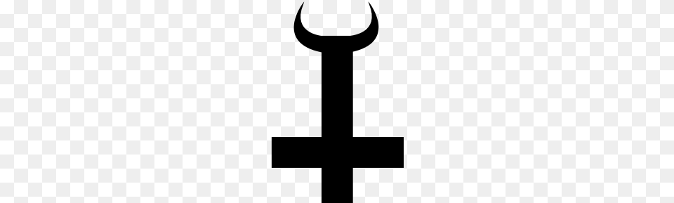 Upside Down Cross Satan, Gray Png Image