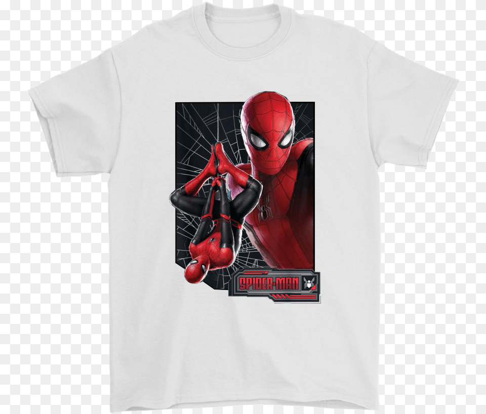 Upside Down Hanging Spider Man Far From Home Shirts Playeras De Sonido Fania, Clothing, T-shirt, Adult, Female Free Transparent Png