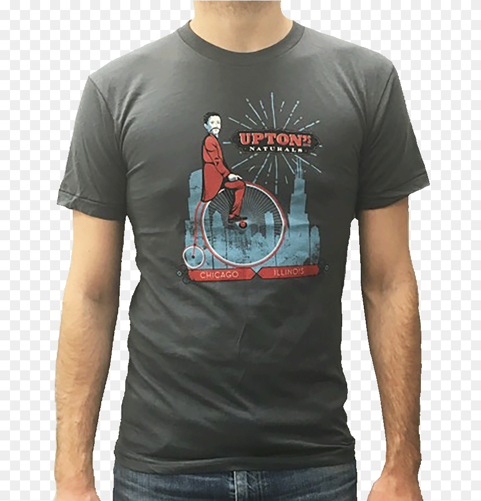 Uptons Chicago Tee Shirt Racing Bicycle, T-shirt, Clothing, Person, Man Png