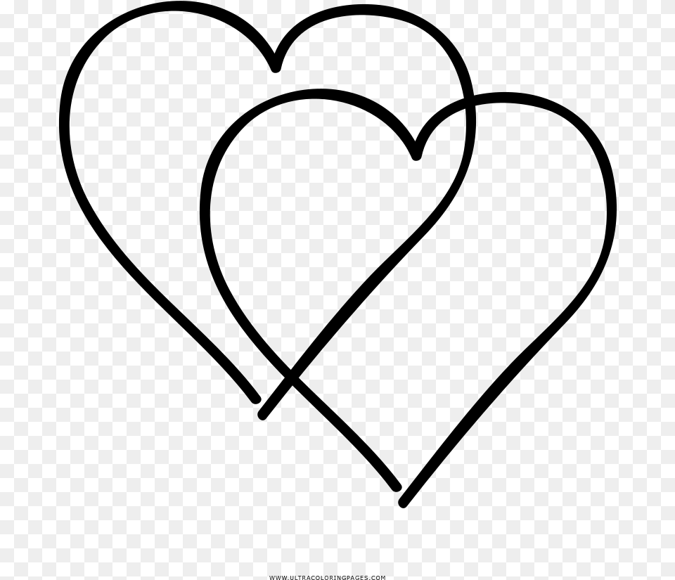 Urgent Double Heart Coloring Pages, Gray Free Png
