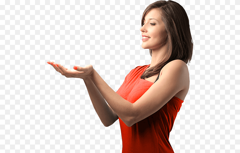 Urma 3d Muestra Rojo Color Sexy Mujer Hot Bien Sostener Woman Holding Out Hands, Portrait, Photography, Face, Person Free Transparent Png
