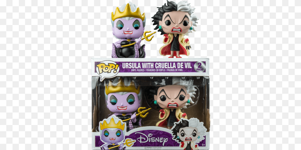 Ursula Amp Cruella De Vil Pop 2pk Funko Ursula With Cruella De Vil, Doll, Toy, Baby, Person Free Png Download