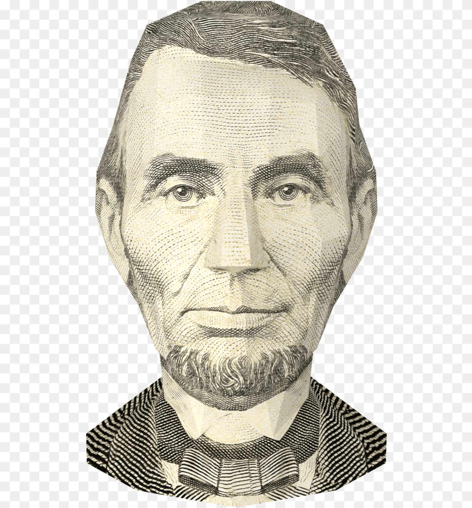 Us 5 Bill Abraham Lincoln 5 Dollar Bill, Adult, Photography, Person, Man Png Image