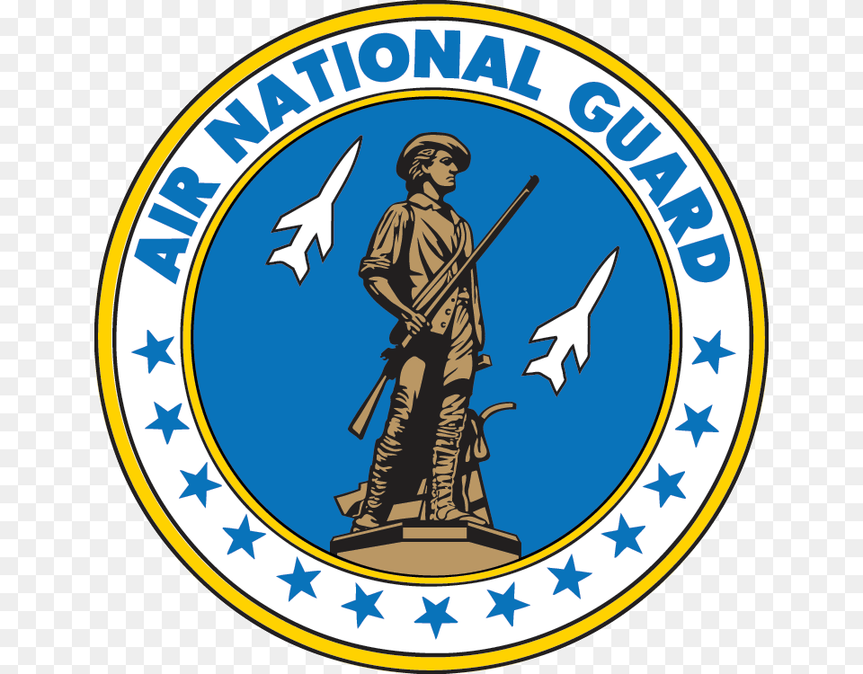 Us Air Force National Guard Logo, Adult, Male, Man, Person Free Png