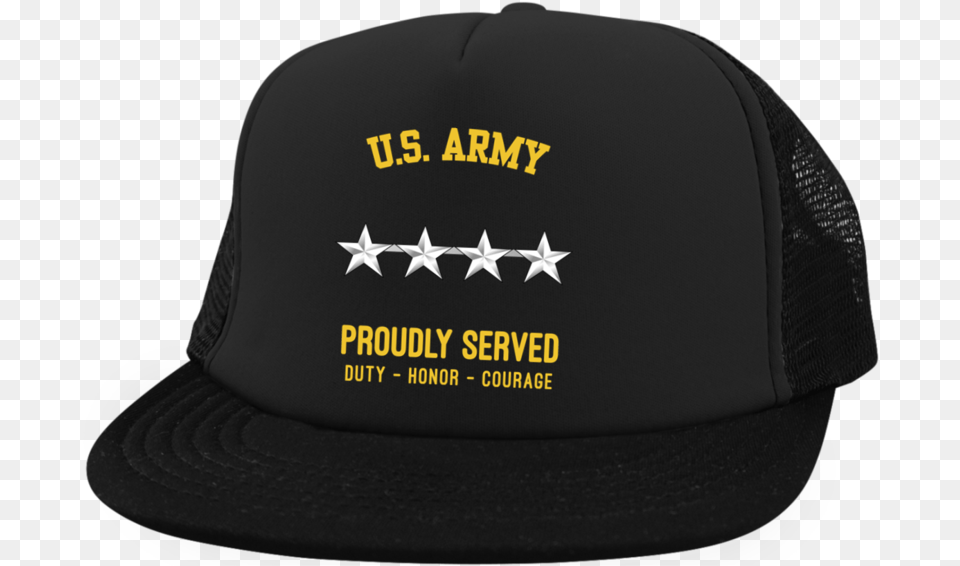 Us Army 0 10 Gen General 4 Star Officer Rank District Trucker Hat With Snapback Baseball Cap, Baseball Cap, Clothing Free Transparent Png