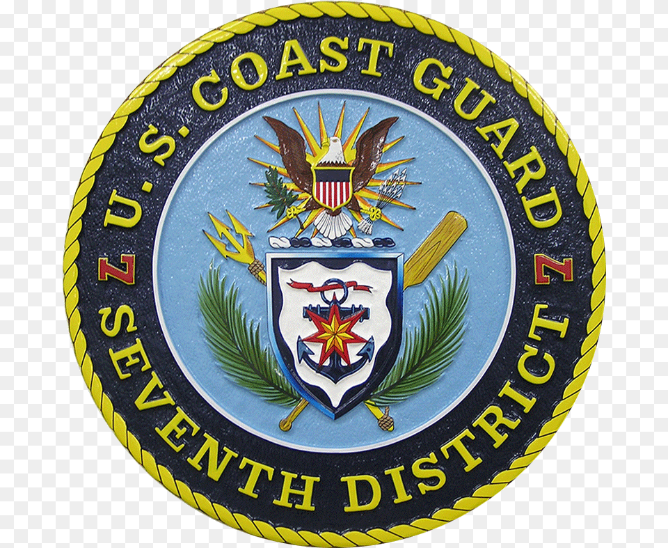Us Coast Guard 7th District Seal Plaque Birthday, Emblem, Logo, Symbol, Badge Png Image