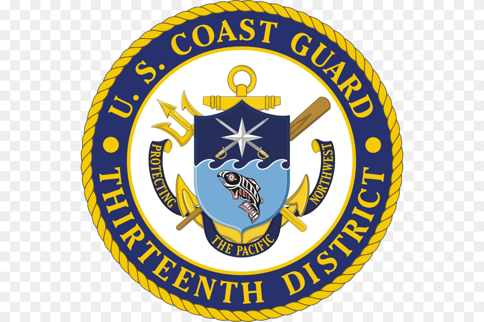 Us Coast Guard District 13 Logo United States Coast Guard 13th District, Badge, Emblem, Symbol Free Png Download