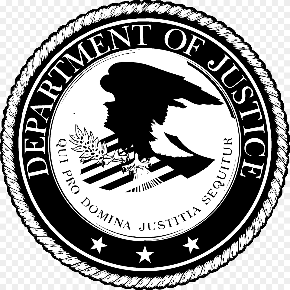 Us Department Of Justice Logo Black And White Us Department Of Justice Logo, Emblem, Symbol, Machine, Wheel Png
