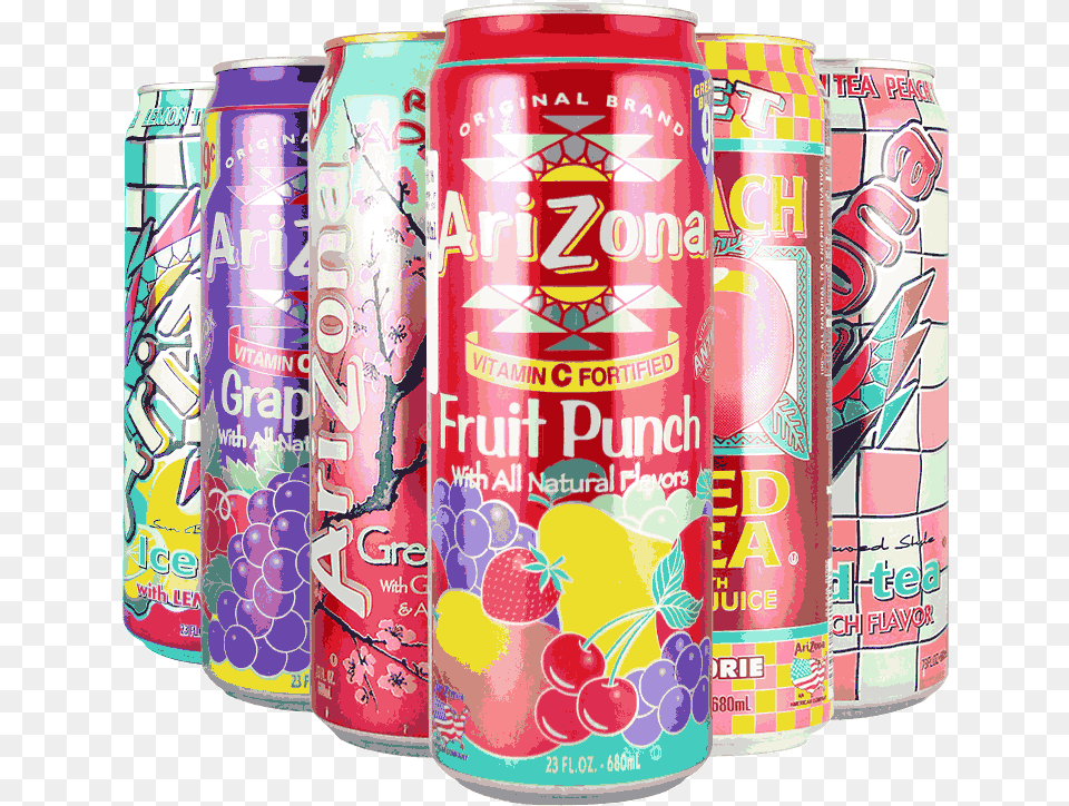 Us Imported Drink 6 Flavors Arizona Arizona Iced Tea Arizona Fruit Punch 23 Fl Oz Can, Tin Png Image