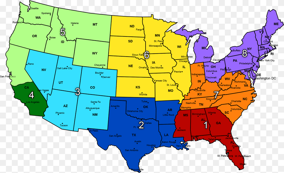 Us Map Divided Into Regions Us Maps For Study And Review Tacoma Washington On Map, Chart, Plot, Atlas, Diagram Free Png