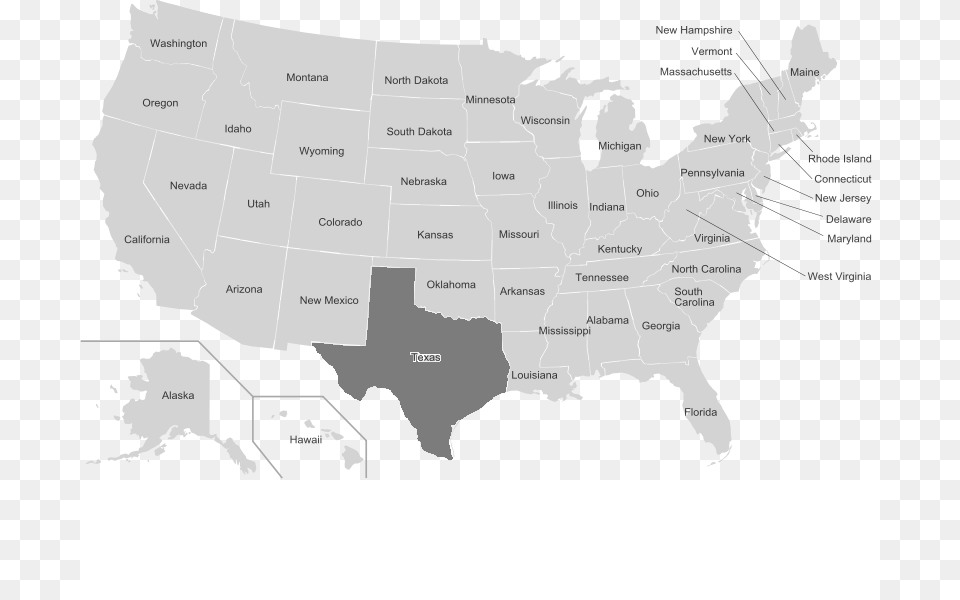 Us Map Texas Highlighted Map Of Usa Highlighting Texas, Chart, Plot, Atlas, Diagram Free Png Download