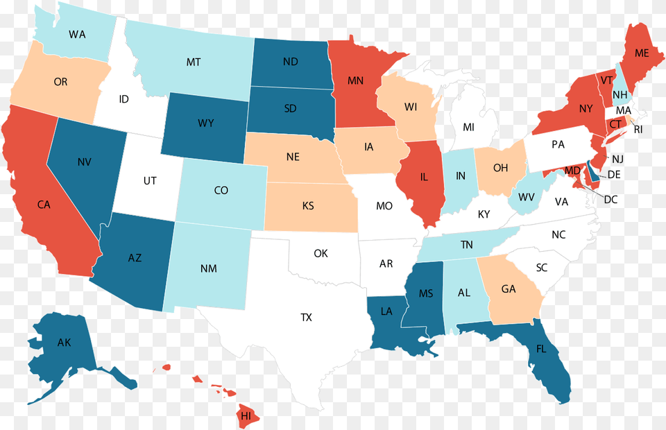 Us Map The Kiplinger Tax Map Guide To State Income If Roe V Wade Is Overturned Which States, Chart, Plot, Atlas, Diagram Free Png Download