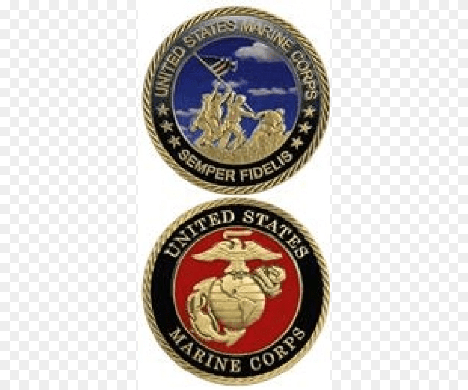 Us Marine Corps Challenge Coin, Badge, Logo, Symbol, Emblem Png Image