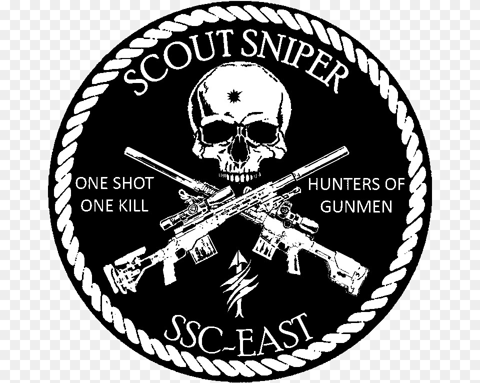 Us Marine Corps Scout Sniper School Logo Usmc Scout Sniper Logo, Gun, Weapon, Emblem, Person Free Png