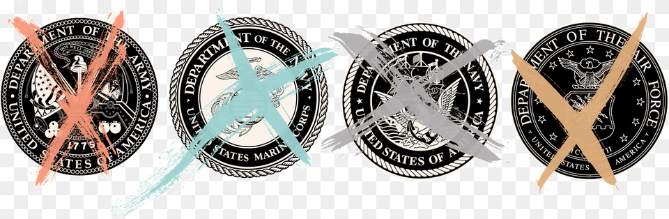Us Military Branch Seals Crossed Out Emblem, Wheel, Machine, Money, Coin Free Transparent Png