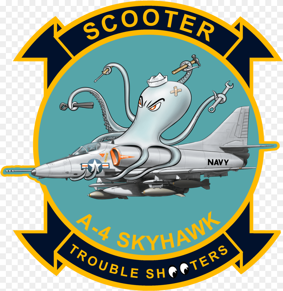 Us Navy A 4 Skyhawk Scooter Trouble Shooter Fighter Aircraft, Logo, Vehicle, Transportation, Airplane Free Png Download