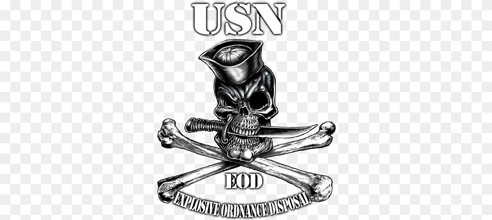 Us Navy Eod Logo Jolly Roger Navy Tattoo, Smoke Pipe, Person, Pirate, Advertisement Png Image