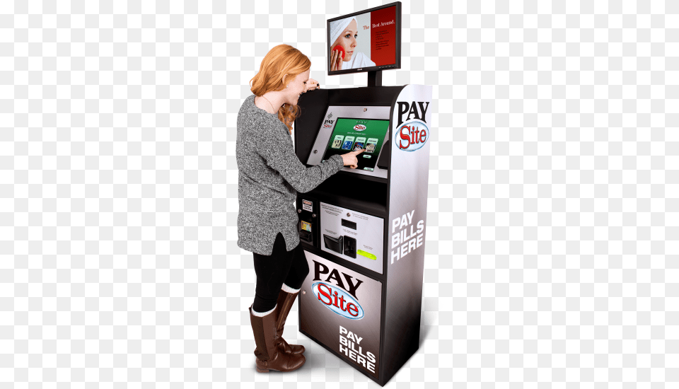 Us Payments Kiosk, Adult, Person, Woman, Female Free Png Download