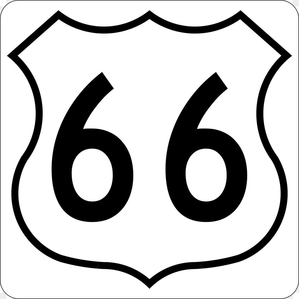 Us Route 66 Sign 1948 Clipart, Symbol, Text, Number Png Image