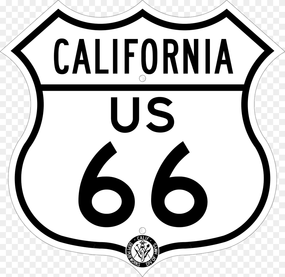 Us Route 66 Sign California 1948 Clipart, Symbol, Badge, Logo, Text Free Png Download