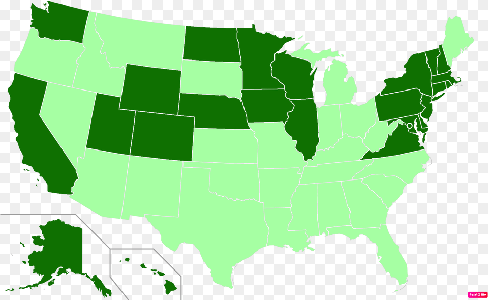Us States By Median Family Income States With Same Day Voter Registration 2018, Chart, Green, Plot, Map Free Png Download