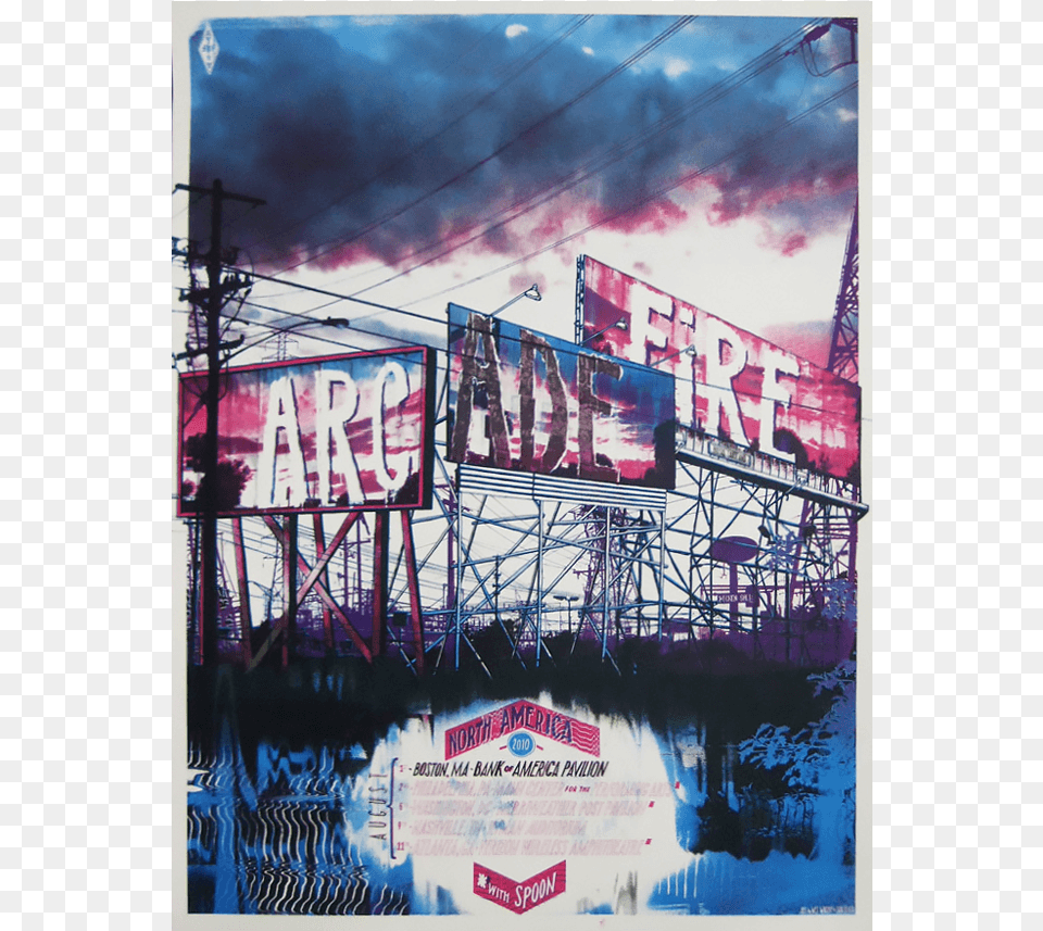 Us Summer 2010 Tour Arcade Fire Poster, Advertisement, Architecture, Building, Billboard Png