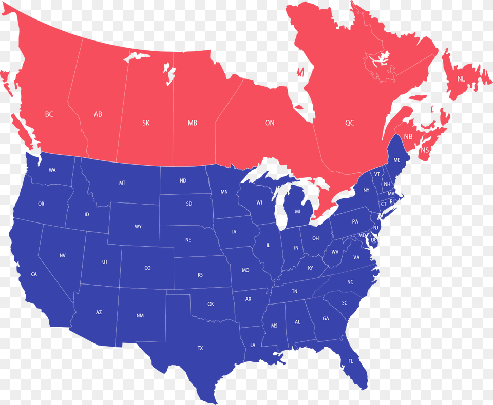 Usa And Canada Map, Water, Sea, Outdoors, Nature Free Png