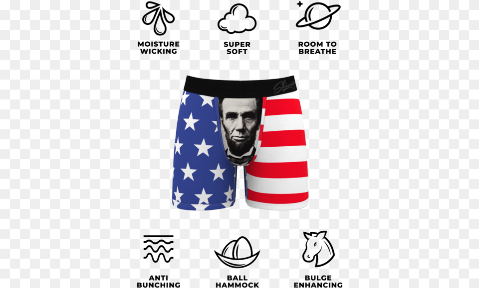 Usa Boxersitemprop Image Tintcolor Abraham Lincoln, Clothing, Shorts, Adult, Male Free Png