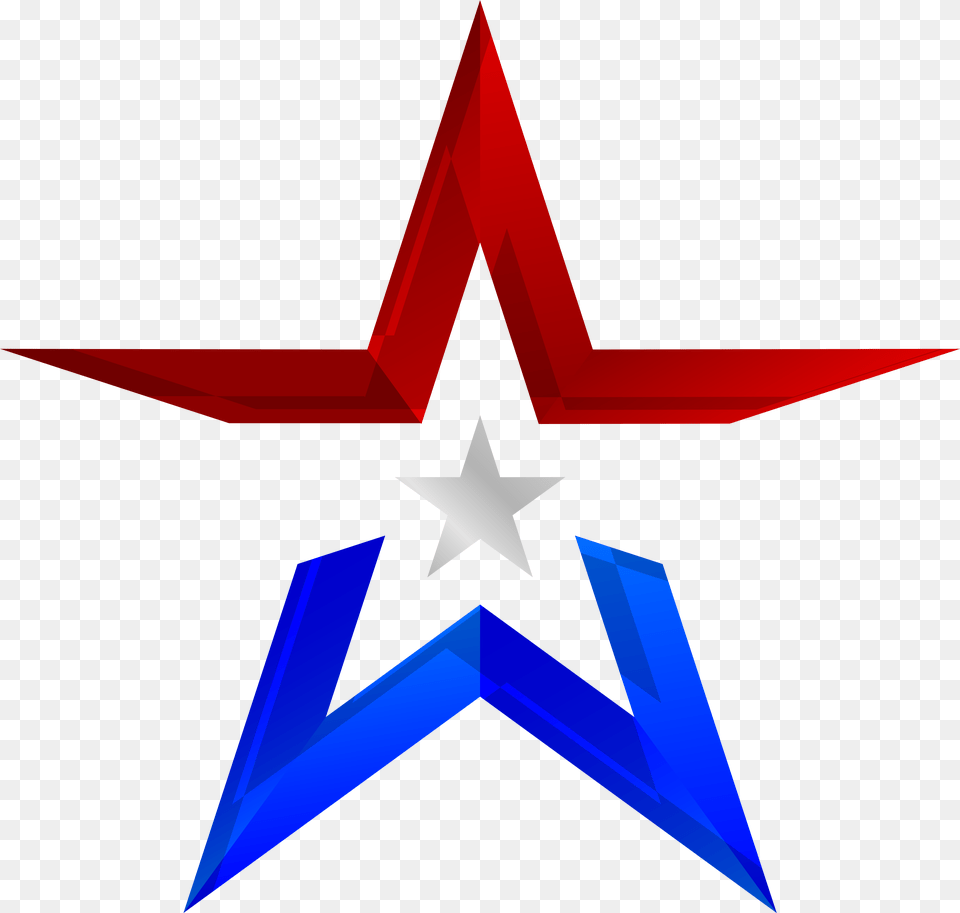 Usa Colors Star Transparent Clip Art Image, Star Symbol, Symbol, Cross Png