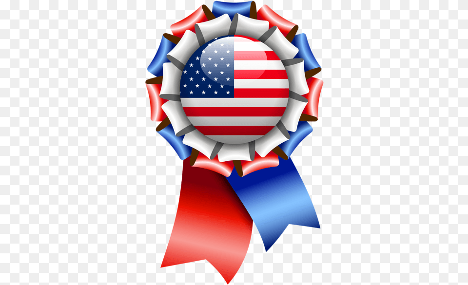 Usa Flag Rosette Ribbon Clipart Clip Circle Ribbon Design, American Flag, Logo Png Image