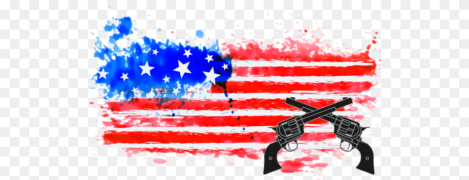 Usa Flag Splash, American Flag, Firearm, Weapon Free Png Download