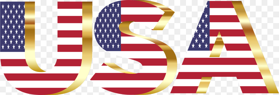 Usa Flag Typography Gold No Background Icons, American Flag, Text, Number, Symbol Free Png